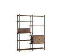 MOEBE Étagère avec armoire Shelving System Chêne fumé-black. 163x200x35 cm. S.200.2.C
