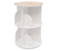 Bibliothèque - Étagère indépendante à deux niveaux - Pivotante à 360° - Rangement et présentation - Bois - Blanc