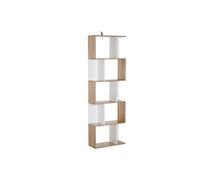 HOMCOM Bibliothèque à 5 Niveaux, Meuble de Rangement en Forme de S avec étagères, étagère de Rangement pour Salon, Chambre Bureau, 60 x 24 x 184,5 cm, Bois de chêne, Blanc