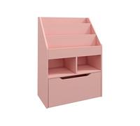 Bibliothèque HOMCOM étagère Multi-Rangement 3 étagères 2 niches Grand tiroir en bois Rose