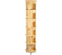 Bibliothèque - Étagère pivotante sur pied à 6 niveaux - Pin massif - Ø 46 cm - Hauteur des étagères : 31 cm - Socle stable - Bois naturel