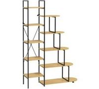 Bibliothèque étagère style industriel - 10 étagères - panneaux particules aspect bois clair acier noir Beige G