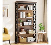 Bibliothèque - Étagère sur pied à 6 étages - Style industriel - Rangement ouvert - 80 x 30 x 180 cm - Panneau de particules - Marron