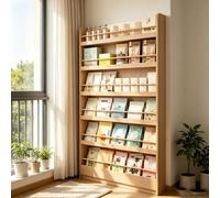 Bibliothèque Étroite 6 Niveaux en Bois, Étagère Murale Gain de Place | Bibliothèque étroite 6 étagères gain de place avec double système de fixation murale.(67.72*35.43*3.94in)