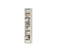 Bibliothèque Étroite 8 Niveaux, Bois, Étagère Réglable 180 cm, pour Chambre Salon Bureau Blanc