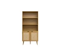 Bibliothèque finition bois clair, cannage en rotin et métal noir L90 MANILLE