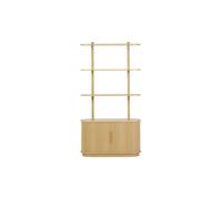 Bibliothèque finition bois clair chêne avec rangement 2 portes coulissantes L90 cm EPIC