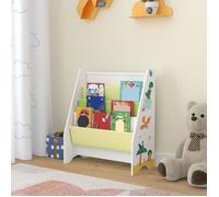 Bibliothèque Fisterra pour enfant avec 4 compartiments ouverts blanc vert jaune