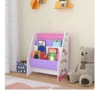 Bibliothèque Fisterra pour enfant avec 4 compartiments ouverts blanc violet rose