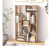 Bibliothèque Géométrique 120 cm COSTWAY, Etagères Ouvertes, Etagère de Rangement Autoportante avec Kits Anti-basculement, Naturel
