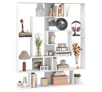 Bibliothèque Géométrique à 7 Niveaux COSTWAY, 2 Kits Anti-Basculement, Organisateur de Rangement, Etagère d'Affichage Ouvert, Blanc