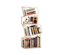Bibliothèque Géométrique en Métal À 3/4/5 Niveaux, Présentoir De Livres Au Sol, Capacité Charge 150 Kg, Étagère D'affichage Ouverte for Le Rangement du Salon(White,4-Tier)