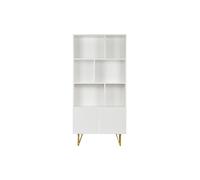 Bibliothèque design gravée blanc mat et métal doré 2 portes L86 cm OZEN