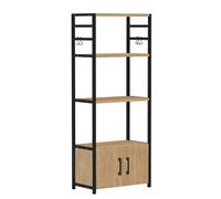 Bibliothèque haute à 4 étagères ouvertes + 2 portes cadre en acier noir - Longueur 56 x Hauteur 138 x Profondeur 30 cm