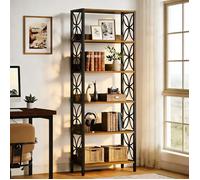 Bibliothèque haute à 6 niveaux, bibliothèque industrielle avec cadre en métal, avec 6 étagères de rangement,Bibliothèque 180 cm