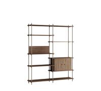 MOEBE Étagère avec armoire Shelving System Chêne fumé-warm grey. 163x200x35 cm. S.200.2.C
