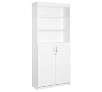Bibliothèque haute de bureau blanc H 200 - blocs tiroirs et portes battantes en option