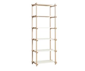 Bibliothèque Haute Woody Shelving 2.0, Blanc Amande/acier