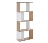 Bibliothèque - HOMCOM - 4 niveaux meuble de rangement forme S étagères salon chambre - bois - 60x24x148cm - naturel blanc
