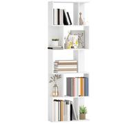 Bibliothèque - HOMCOM - 5 niveaux - en forme de S - avec étagères - pour salon, chambre bureau - 60 x 24 x 184,5 cm - blanc