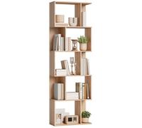 Bibliothèque - HOMCOM - 5 niveaux - en forme de S - avec étagères - pour salon, chambre bureau - 60 x 24 x 184,5 cm - bois naturel