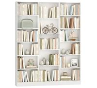 Bibliothèque - HOMCOM - 6 niveaux - 17 compartiments - étagères réglables - bois - 149 x 23,6 x 188 cm - blanc