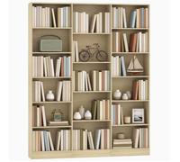 Bibliothèque - HOMCOM - 6 niveaux - 17 compartiments - étagères réglables - bois - 149 x 23,6 x 188 cm - chêne