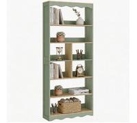 HOMCOM Bibliothèque, étagère de Rangement à 6 Niveaux avec 6 Compartiments Ouverts, Meuble de Rangement pour Salon, Bureau, Chambre, 76 x 23,8 x 180 cm, Bois Naturel et Vert