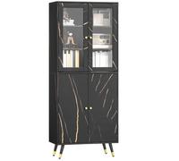Bibliothèque - HOMCOM - 6 niveaux - 6 étagères ouvertes, porte vitrée et placard - pour salon, bureau - 70 x 35 x 170 cm - noir