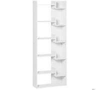 Bibliothèque - HOMCOM - 6 niveaux - design irrégulier - pour salon, chambre, bureau - MDF - 60x21x162,5cm - blanc