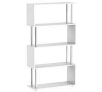 Bibliothèque - HOMCOM - étagère design contemporain en S 4 niveaux rangement salon - bois - 80x30x145cm - blanc