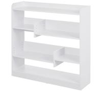 HOMCOM Bibliothèque étagère meuble de rangement dim. 90L x 24l x 91H cm 4 niveaux 3 panneaux arrières panneaux de particules blanc