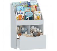 HOMCOM Bibliothèque étagère Multi-Rangement 3 étagères 2 niches Grand tiroir en Bois Gris