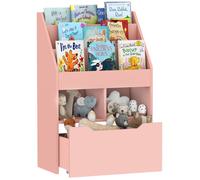 Bibliothèque HOMCOM étagère Multi-Rangement 3 étagères 2 niches Grand tiroir en bois Rose