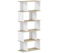 Bibliothèque - HOMCOM - meuble de rangement 5 étagères anti-basculement - Charge 25 kg -70x29,5x163 cm - aspect bois Blanc