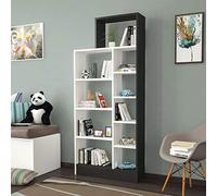 Bibliothèque Homemania Zerre, Bois, Noir-Blanc, 75.4x22x170.8 cm