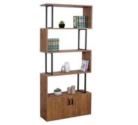 Bibliothèque Hwc-A27, 183x80cm, Compartiment Avec Porte Aspect Chêne Multicolore