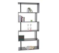 Bibliothèque HWC-A27, étagère indépendante, 183x80cm structure 3D, 5 niveaux gris