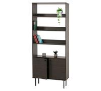 Bibliothèque HWC-N78, bibliothèque haute, style scandinave métal bois mélamine MVG 200x80x30cm brun foncé