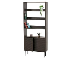 Bibliothèque HWC-N78, bibliothèque haute, style scandinave métal bois mélamine MVG 200x80x30cm brun foncé