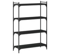 Bibliothèque Industrielle à 3 Niveaux, étagère Ouverte en Métal et Bois D'ingénierie en Chêne pour Salon et Bureau (Noir #27)