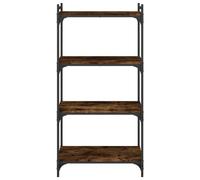 Bibliothèque Industrielle à 3 Niveaux, étagère Ouverte en Métal et Bois D'ingénierie en Chêne pour Salon et Bureau (Chêne fumé #36)