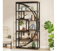 Bibliothèque Industrielle à 5 Niveaux, Bibliothèque de 180 cm de Hauteur avec 8 Étagères de Rangement Ouvertes, Marron
