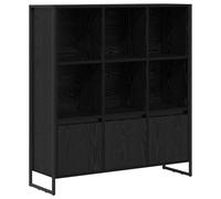 Bibliothèque Industrielle Bois d'Ingénierie Noir Chêne, 99,5x30x108 cm, | Étagère ouverte polyvalente, rangement salon bureau, finition lisse, entretien facile, design moderne