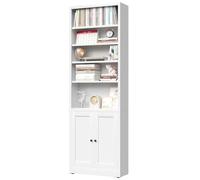 Bibliothèque industrielle en métal, 5 étagères et 1 porte, H180 x L60 x P23,6 cm, blanche
