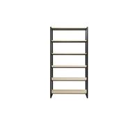 Bibliothèque industrielle ouverte en bois clair et métal noir L100 cm ARISTOTE