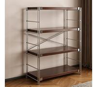 Bibliothèque industrielle réglable - Étagère ouverte moderne autonome en bois et métal, étagère de rangement polyvalente pour salon et chambre à coucher
