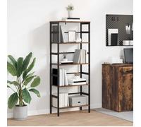 Bibliothèque industrielle - vidaXL - Chêne fumé - 60x29,5x149 cm - 4 étagères - Cadre en acier - Pieds réglables