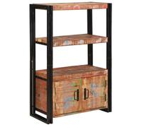 Bibliothèque industrielle - vidaXL - Marron - Bois recyclé massif et métal - 72x33x110 cm - 1 étagère - 2 portes
