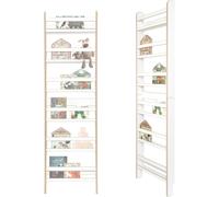 Bibliothèque Kinder - Étagère à livres en bois - Mobilier pour chambre d'enfant - Concept Montessori - 10 x 55 x 200 cm - Blanc